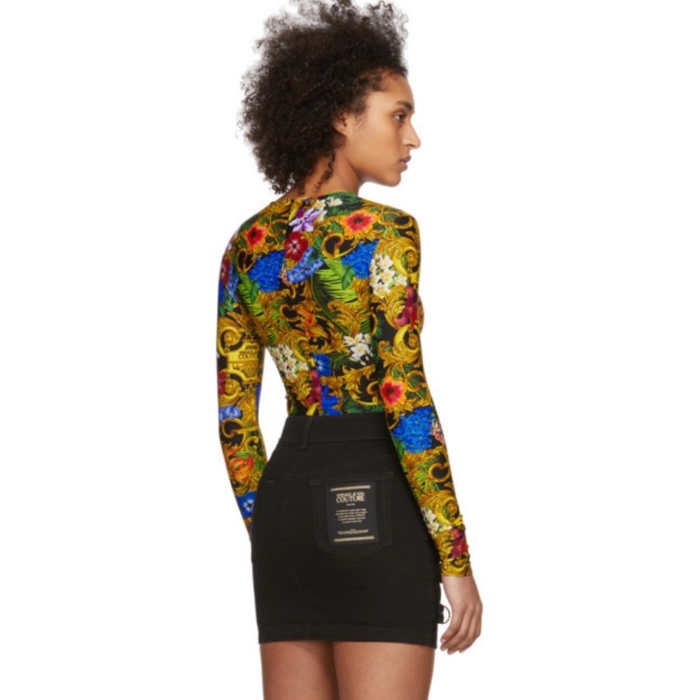 NWT Versace Jeans Couture Multicolor Tropical Barocco Print Bodysuit Size 36 - Picture 7 of 8